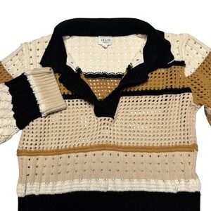 Le Lis Chunky Knit Pullover Cropped Bohemian Sweater Relaxed Cozy Cotton Neutral